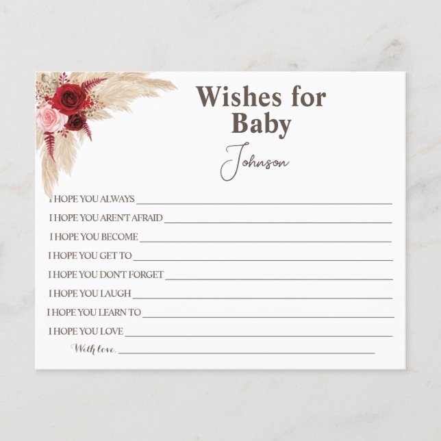 Wishes For Baby | Pampas Grass | Baby Shower Card Flyer (Front)