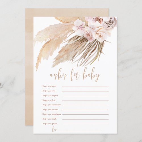 Wishes for Baby Pampas grass boho baby shower Invitation