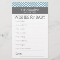 Wishes for Baby - Pastel Blue Chevrons Shower Game