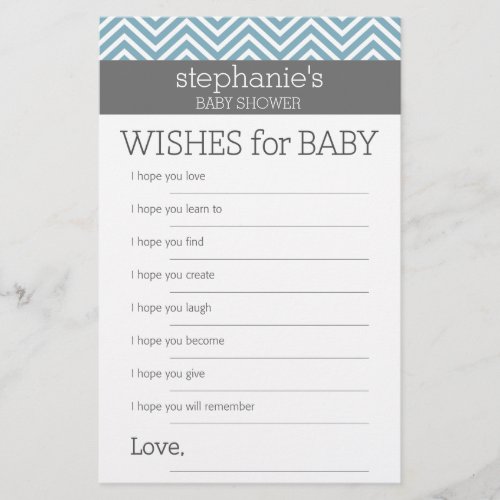 Wishes for Baby _ Pastel Blue Chevrons Shower Game