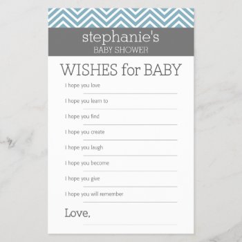 Wishes For Baby - Pastel Blue Chevrons Shower Game by MarshBaby at Zazzle