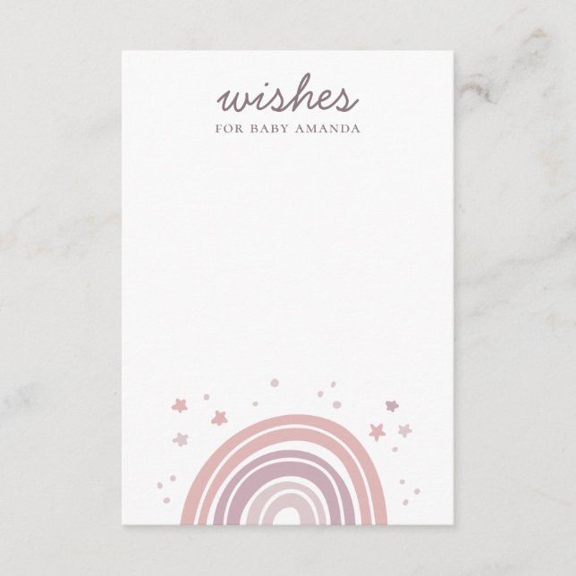 Wishes for baby. Pink and purple rainbow advice Enclosure Card (Front)