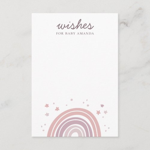 Wishes for baby Pink and purple rainbow advice Enclosure Card