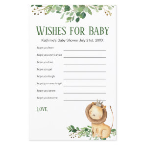 Wishes for Baby Prince Lion Greenery Floral