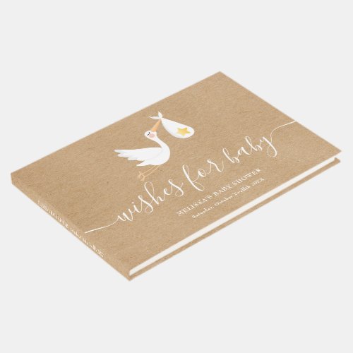 Wishes for Baby Rustic Stork Star Baby Shower Guest Book