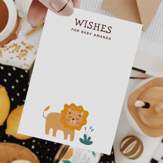 Wishes for Baby | Safari Lion Baby Shower Activity Enclosure Card (Creator Uploaded)