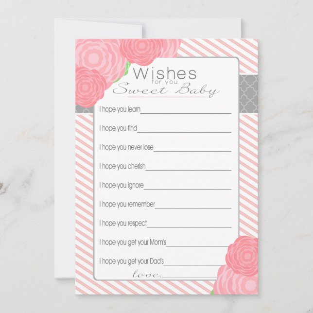 Wishes for Baby Shower card. Pink Invitation (Front)