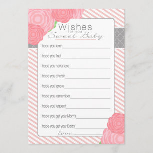 Wishes for Baby Shower card. Pink Invitation