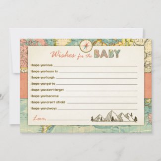 Wishes for baby shower Game Adventure Travel Advice Card