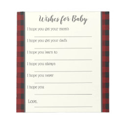 Wishes for Baby Shower Game Buffalo Plaid Notepad | Zazzle
