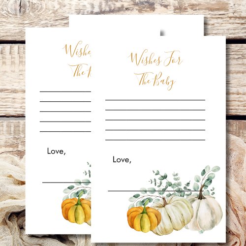 Wishes for baby shower game fall pumpkin greenery