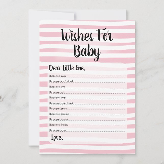 Wishes For Baby Shower Game Pink White Invitation (Front)