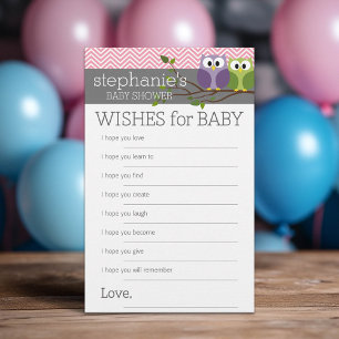 Wishes for Baby Shower Games Pink Cute Owls Girl