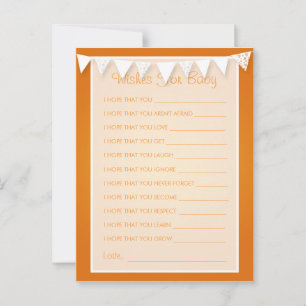 Wishes For Baby Shower Love Bunting Orange Advice Card
