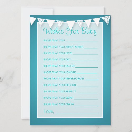 Wishes For Baby Shower Love Bunting Turquoise Custom Invitations