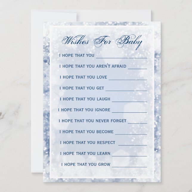 Wishes For Baby Shower Night Sparkle Blue Invitation (Front)