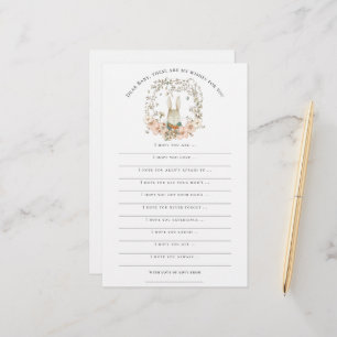 Wishes for Baby Shower Vintage Bunny Boy Woodland