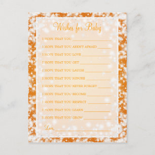 Wishes For Baby Shower Winter Sparkle Orange Invitation Postcard