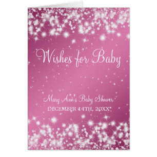 Wishes For Baby Shower Winter Sparkle Pink Cards