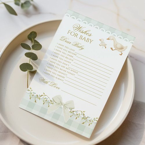 Wishes for baby Silly Goose Sage Baby Shower game