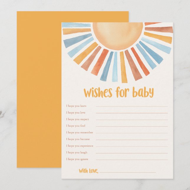 Wishes for Baby Sunshine boho sun baby shower Invitation (Front/Back)