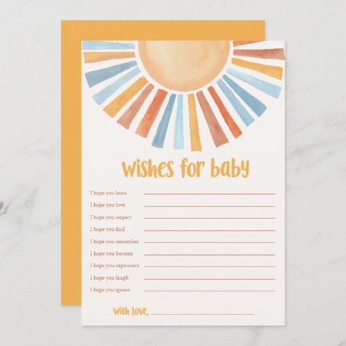 Wishes for Baby Sunshine boho sun baby shower Invitation