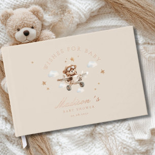 Wishes for Baby! Teddy Bear & Airplane Foil Guest Book