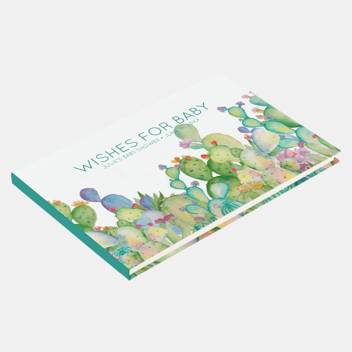 Wishes For Baby Watercolor Cactus Baby Shower Guest Book