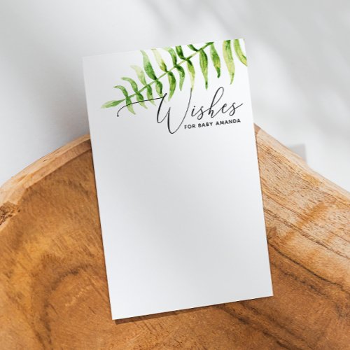 Wishes for baby Watercolor greenery fern Advice Enclosure Card