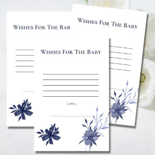 Wishes For Baby Watercolor Navy Blue Floral