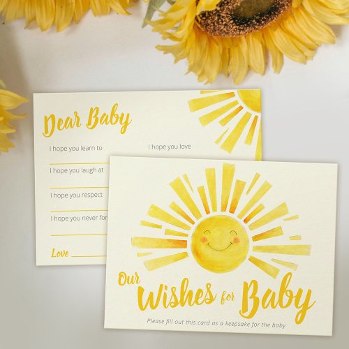 Wishes for baby whimiscal ink sun baby shower advice card