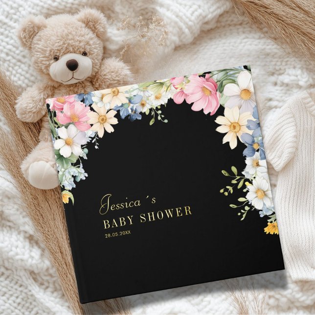 Wishes for Baby! Wildflower, Baby Shower Foil Guest Book (Wishes for Baby! Wildflower, Custom Baby Shower Foil Guest Book.)