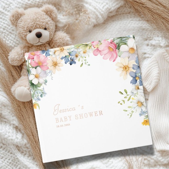 Wishes for Baby! Wildflower, Baby Shower Foil Guest Book (Wishes for Baby! Wildflower, Custom Baby Shower Foil Guest Book.)