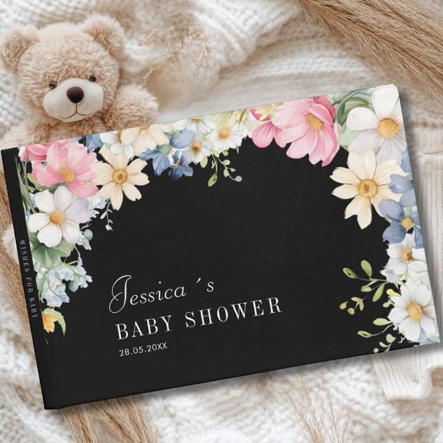 Wishes for Baby! Wildflower, Baby Shower Guest Book (Personalized, floral, watercolor, Baby Shower Guest Book.)