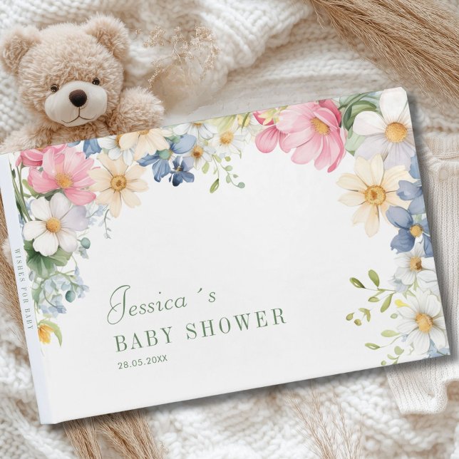 Wishes for Baby! Wildflower, Baby Shower Guest Book (Personalized "Wishes for Baby!"  Wildflower, Baby Shower Guest Book.)