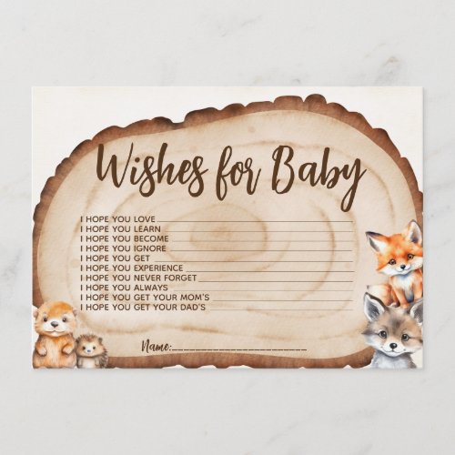 Wishes for Baby Woodland Animal Baby Shower card