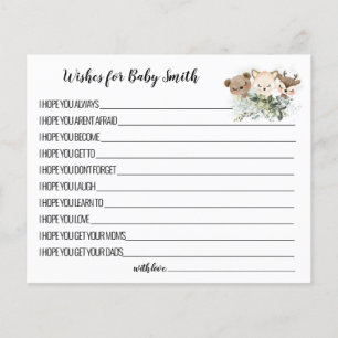 Wishes for Baby Woodland Animals Baby Shower card Flyer