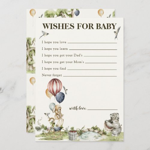 Wishes For Baby Woodland Gender Neutral Shower Advice Card