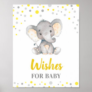 Wishes for Baby Yellow Dots Elephant Baby Shower Poster