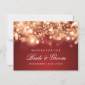 Wishes For Bride And Groom Gold Sparkling Lights Advice Card (Back)
