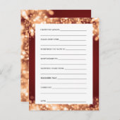 Wishes For Bride And Groom Gold Sparkling Lights Advice Card (Front/Back)