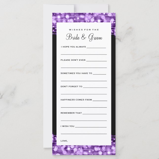 Wishes For Bride And Groom Party Sparkles Purple (Front)