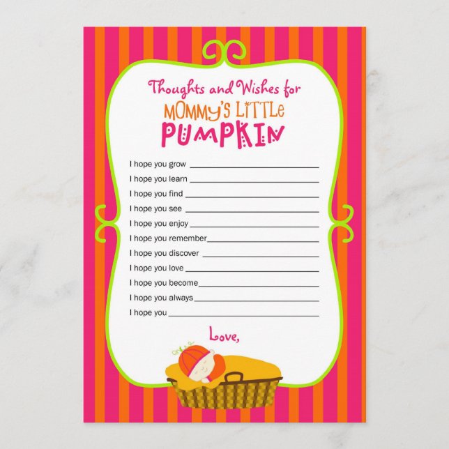 Wishes for Mommy's Little Pumpkin Advice Card (Front)