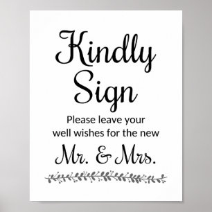 Wishes For New Mr Mrs Wedding Guest Book Sign
