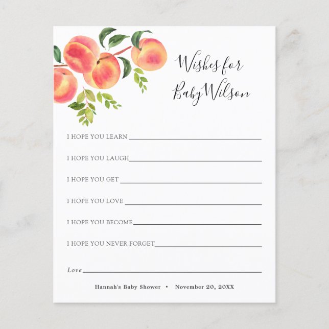 Wishes for our Sweet Little Peach Baby Card (Front)