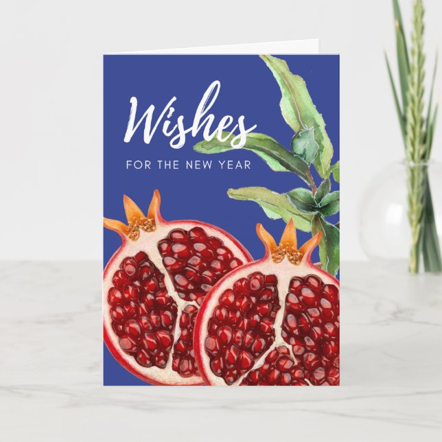 Wishes for Rosh Hashanah Pomegranate  Holiday Card (Front)