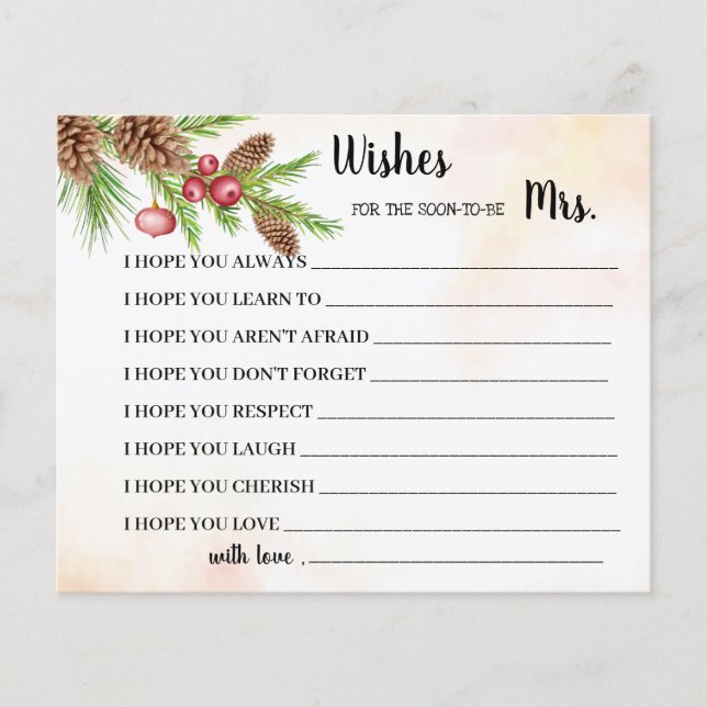 Wishes for Soon to be Mrs Christmas Shower Card Flyer (Front)