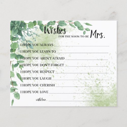 Wishes for Soon to be Mrs Eucalyptus  Shower Card Flyer