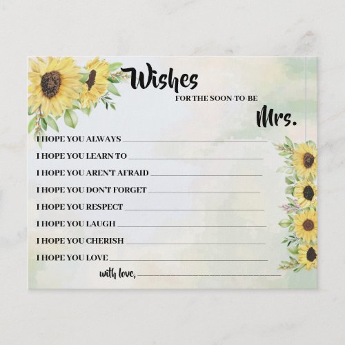 Wishes for Soon to be Mrs Sunflowers Shower Card Flyer