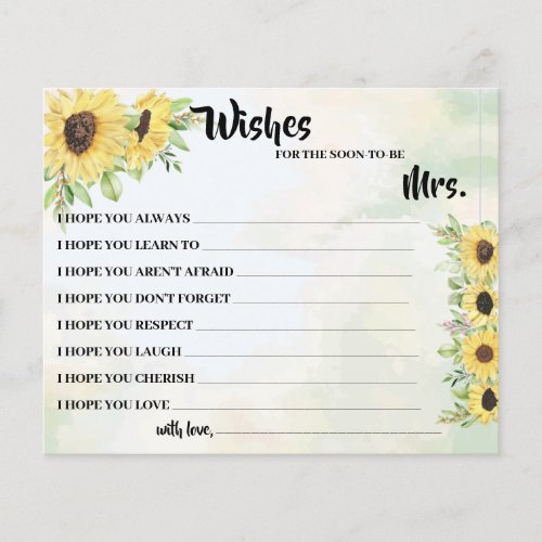 Wishes for Soon to be Mrs Sunflowers Shower Card Flyer